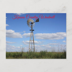 Kansas Country Windmill Post Card