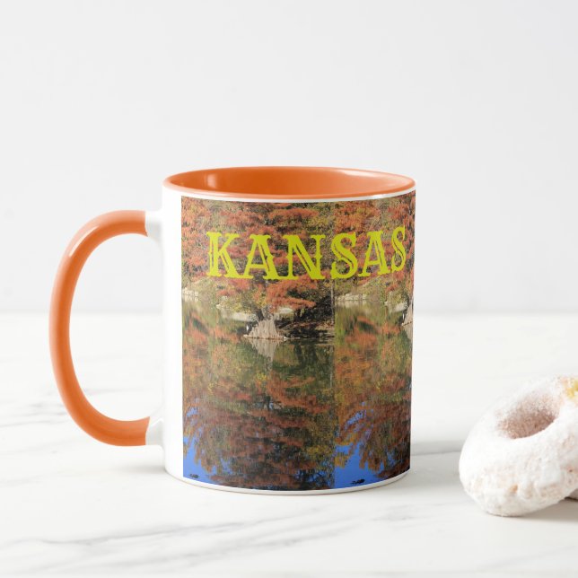 Kansas Fall Colourful Leaves Coffee Mug (With Donut)
