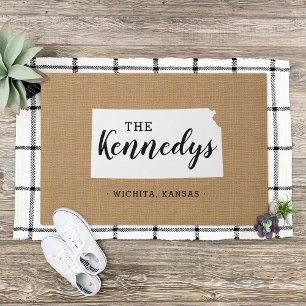 Kansas Family Monogram State Doormat