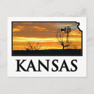 Kansas Farm Windmill Postcard