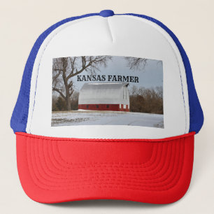 Kansas Farmer Red Barn Truckers Hat