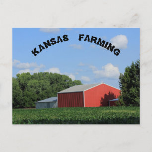Kansas Farming with soy beans and Barn's Post Card