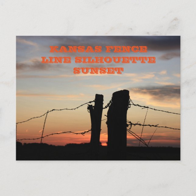Kansas Fence Line Silhouette Sunset Postcard (Front)