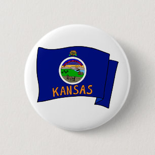 Kansas Flag 6 Cm Round Badge