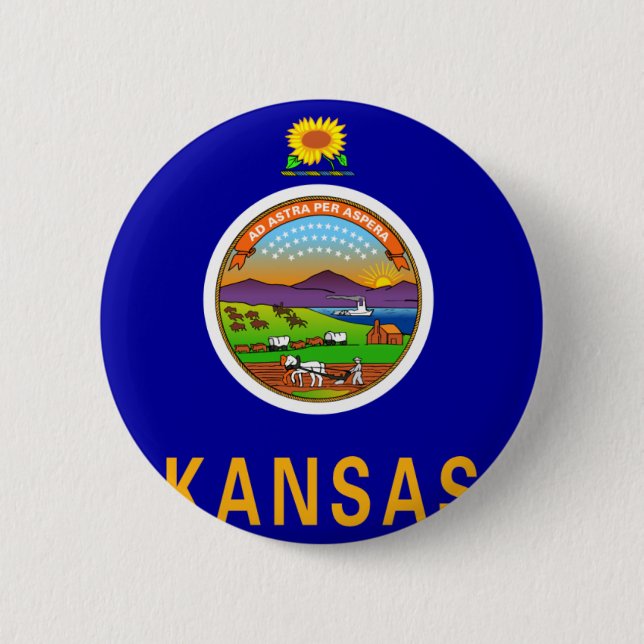 Kansas Flag 6 Cm Round Badge (Front)