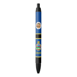 Kansas flag black ink pen
