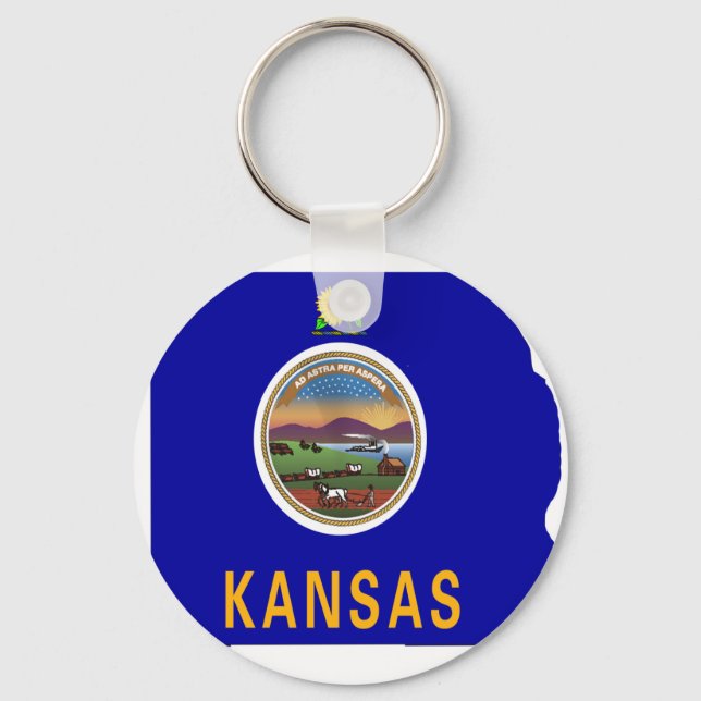 Kansas Flag Map Key Ring (Front)