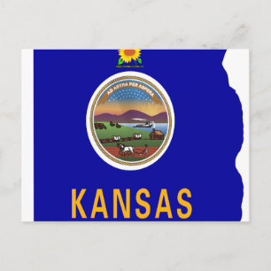 Kansas Flag Map Postcard