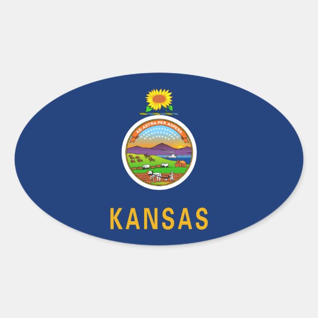 Kansas flag oval sticker (Front)