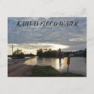 Kansas Flood water over a road Post Card