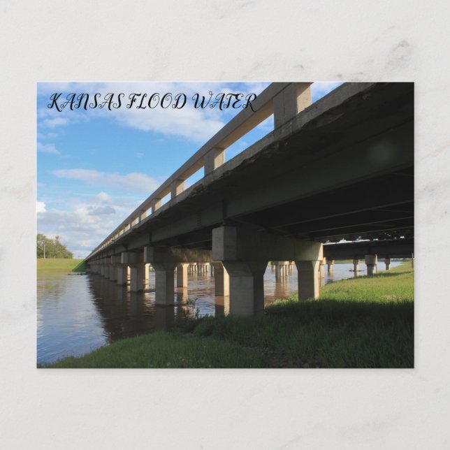 Kansas Flood water under a bridge Post Card (Front)