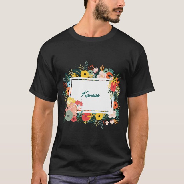 Kansas Flower Frame T-Shirt (Front)