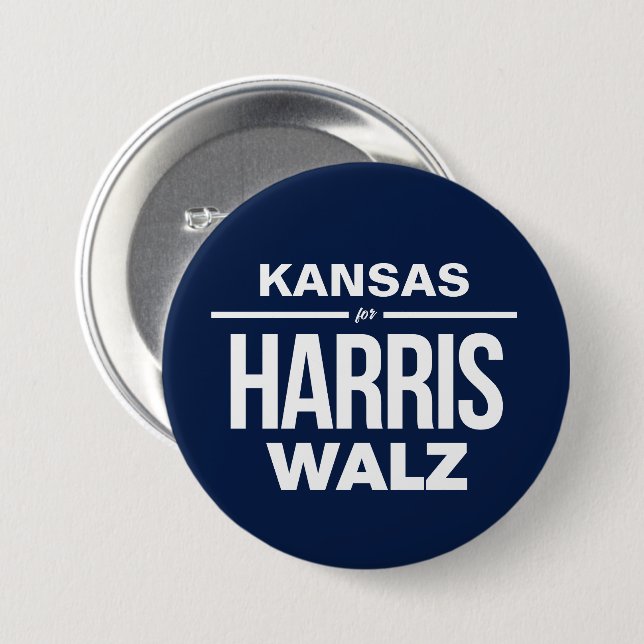 Kansas for Harris Walz 7.5 Cm Round Badge (Front & Back)