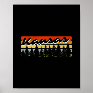 Kansas Forest Sunset Trees Cabin Theme Souvenir Poster