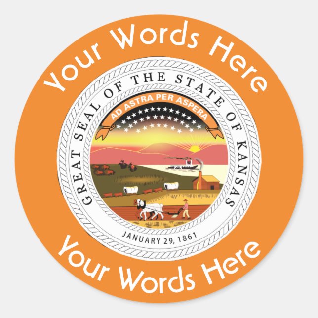 Kansas Great Seal Custom Sticker (Front)