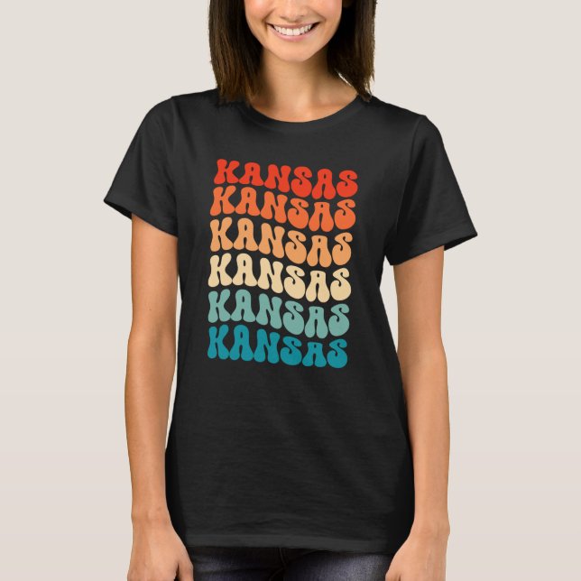 Kansas Groovy Vibe Multi Retro Colour Kansas City  T-Shirt (Front)