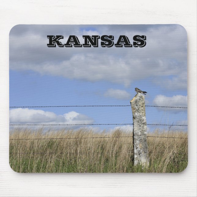 Kansas Hawk on a Limestone Post Mouse PAD (Front)