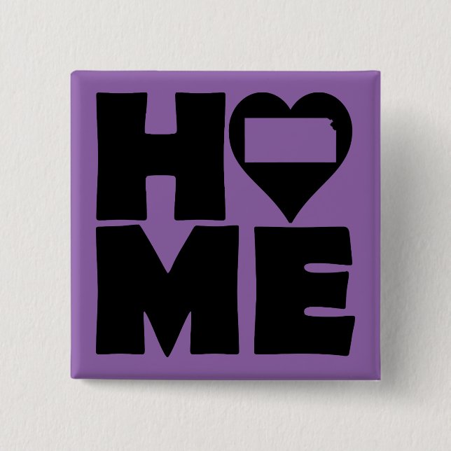 Kansas Home Heart State Button Badge Pin (Front)
