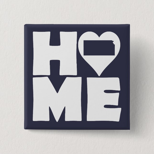 Kansas Home Heart State Button Badge Pin (Front)
