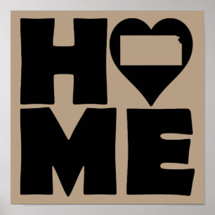 Kansas Home Heart State Poster Sign
