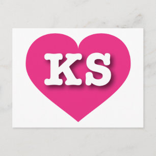 Kansas Hot Pink Heart - I love KS Postcard
