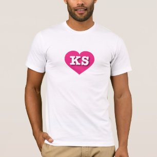 Kansas Hot Pink Heart - I love KS T-Shirt