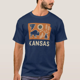 Kansas Icons   Bison, Tornado, Sunflower & Prairie T-Shirt