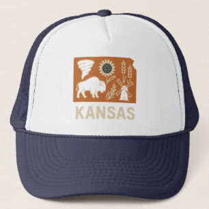 Kansas Icons   Bison, Tornado, Sunflower & Prairie Trucker Hat
