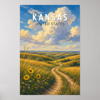Kansas Illustration Travel Art Vintage