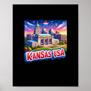Kansas In Usa Sticker Poster