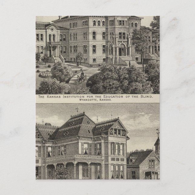 Kansas Institute for Education of the Blind Postcard (Front)