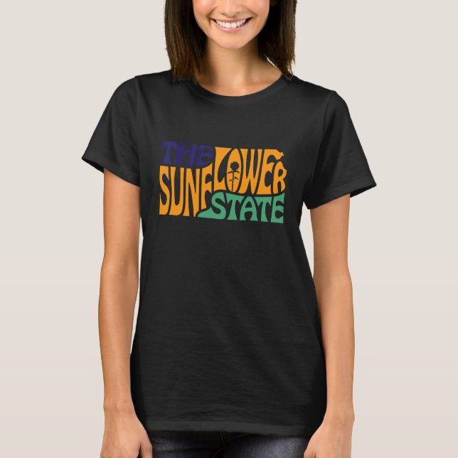 Kansas Ks Us State Shape Motto T-Shirt (Front)
