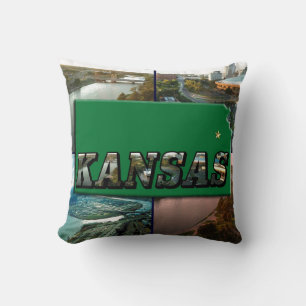 Kansas Map and Photos Cushion