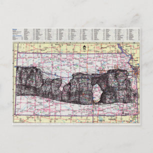 Kansas Map Art Postcard