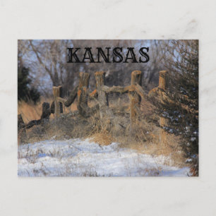 Kansas Old Wooden Fence Post Card