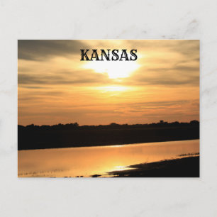 Kansas Orange Sunset w Reflection Post Card