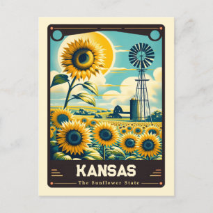 Kansas Patriotic Spirit Vintage Postcard