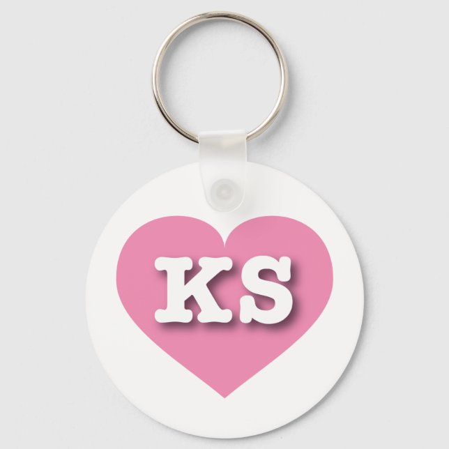 Kansas Pink Heart - I love KS Key Ring (Front)