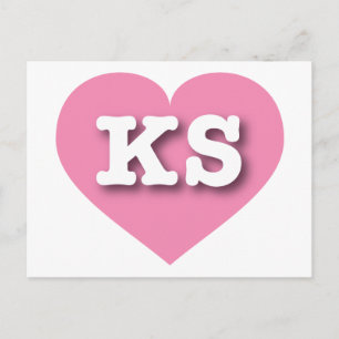 Kansas Pink Heart - I love KS Postcard