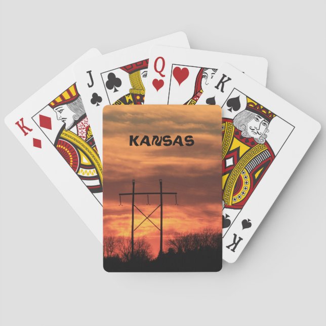 Kansas Power Line Sunset Playing Card's Cards (Back)