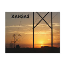 Kansas Power Line Sunset Silhouette Post Card