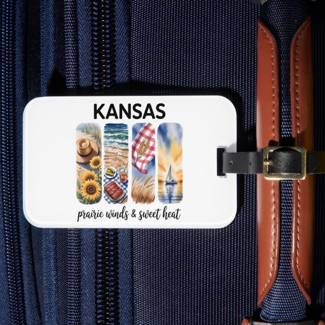 Kansas – Prairie Winds & Sweet Heat  Luggage Tag (Front Insitu 4)