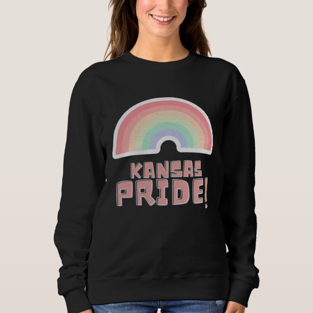Kansas Pride LGBTQ Cute Rainbow Minimalist Pride Sweatshirt (Front)