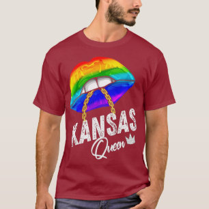Kansas Queen LGBTQ Gay Pride Rainbow Flag USA T-Shirt