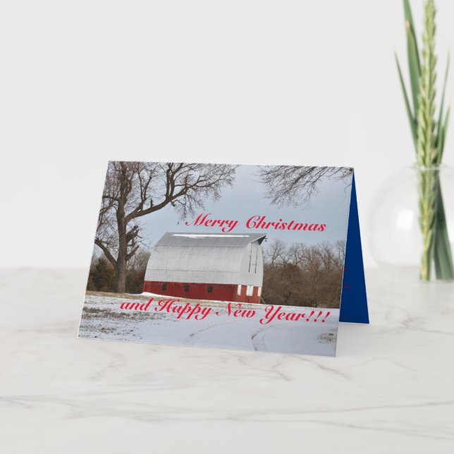 Kansas Red Barn Christmas Card (Front)
