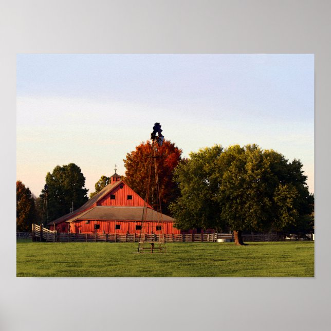 Kansas Red Barn in Autumn Poster (Front)
