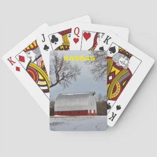 Kansas Red Barn with Snow Playing Card's Playing Cards