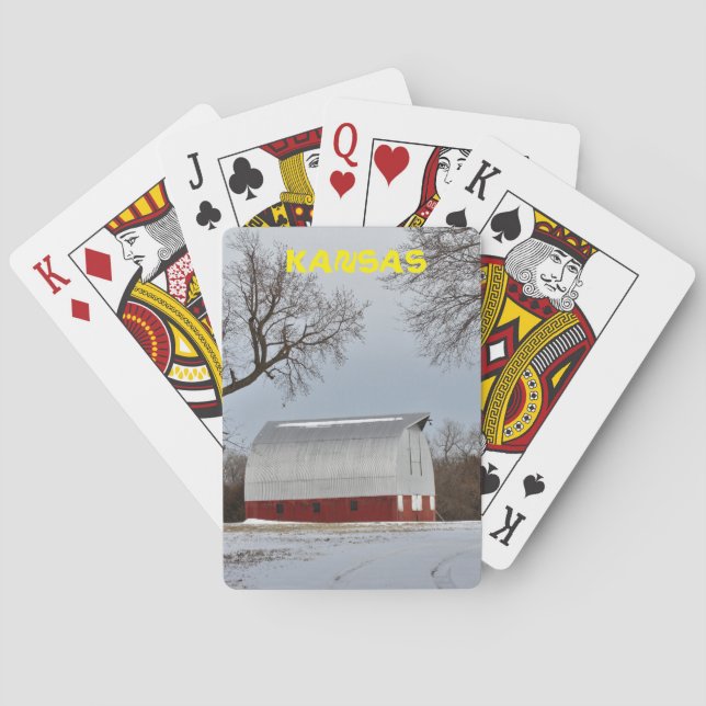 Kansas Red Barn with Snow Playing Card's Playing Cards (Back)