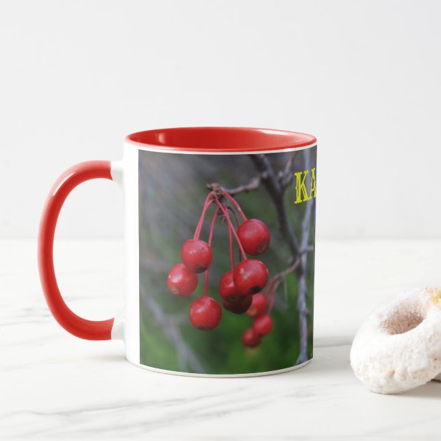 Kansas Red Berries Coffee Mug (With Donut)