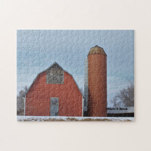 Kansas Red Country Barn with Snow Jigsaw puzzle
